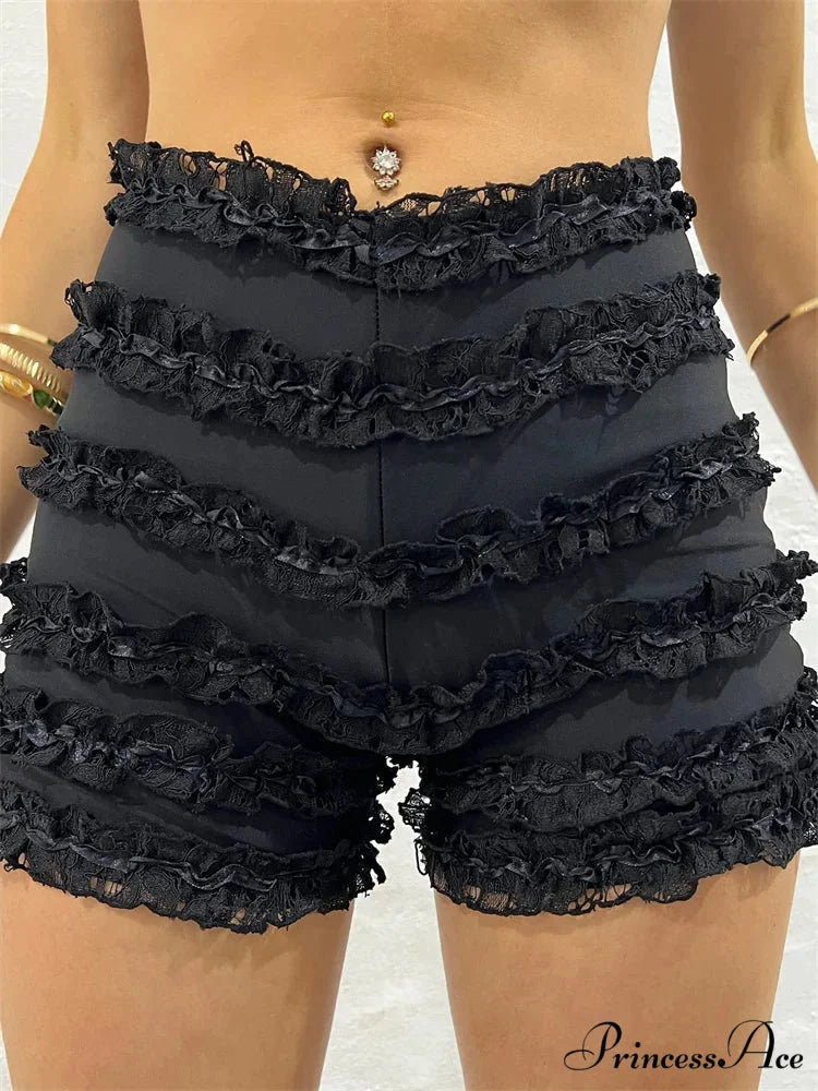 Vintage Frilled High Waist Short short-250223
