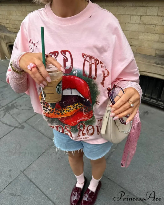 Vintage Gothic Graphic T-shirt pink1 / S t-shirt-250223