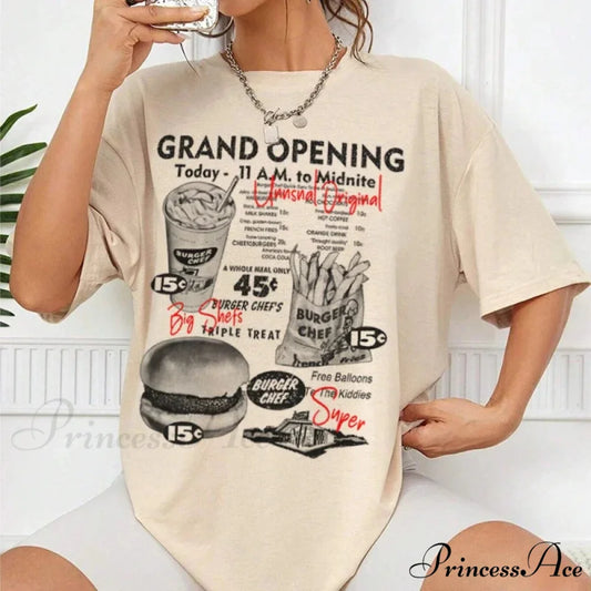 Vintage Hamburger Fries T-shirt Khaki / S t-shirt-250223