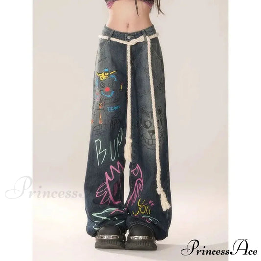 Vintage High Waist Jeans Trousers Blue / S pants-241228