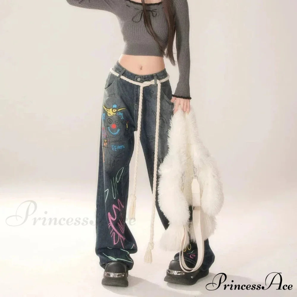 Vintage High Waist Jeans Trousers pants-241228