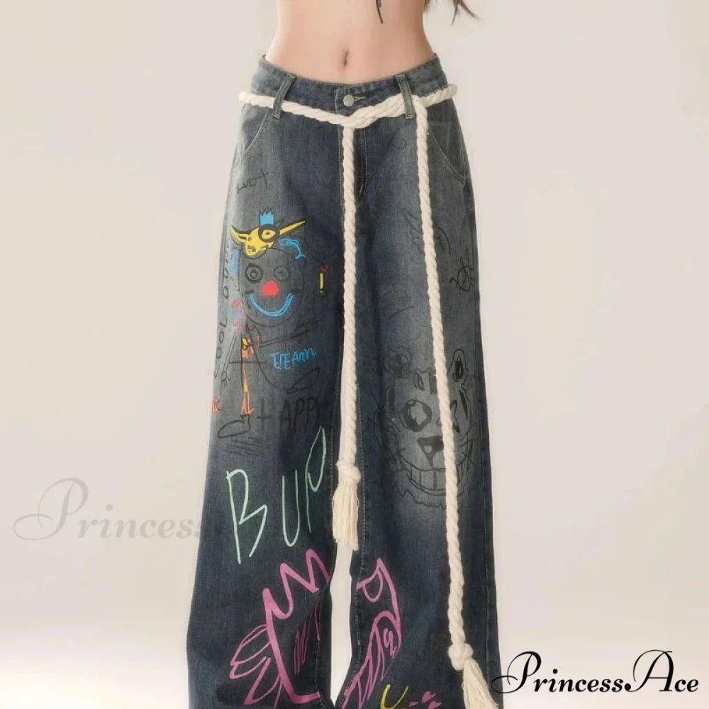 Vintage High Waist Jeans Trousers pants-241228