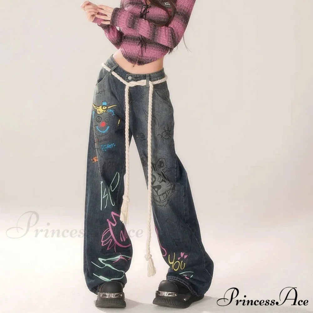 Vintage High Waist Jeans Trousers pants-241228