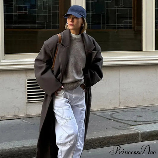 Vintage Informal Woolen Extended Coat black / S coats-241228