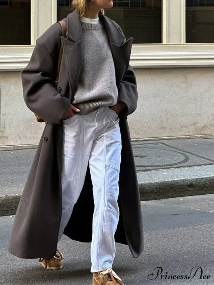 Vintage Informal Woolen Extended Coat coats-241228