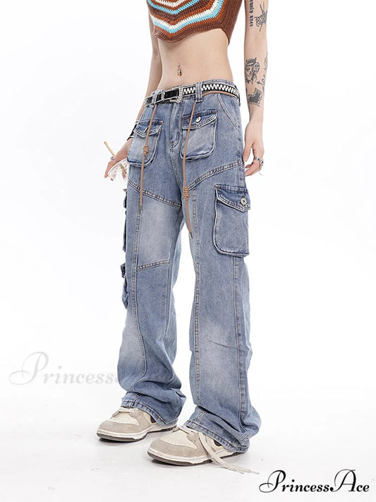 Vintage Light Blue Cargo Jeans