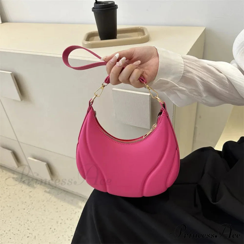 Vintage Monochromatic Saddle Leather Shoulder Bag shoulder-250126