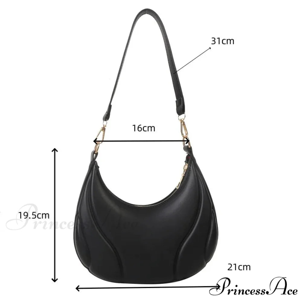 Vintage Monochromatic Saddle Leather Shoulder Bag shoulder-250126