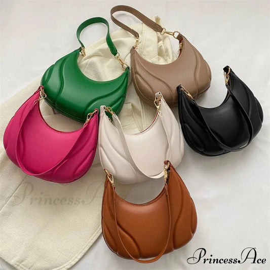 Vintage Monochromatic Saddle Leather Shoulder Bag shoulder-250126