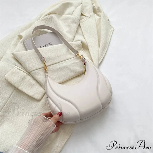 Vintage Monochromatic Saddle Leather Shoulder Bag Beige shoulder-250126