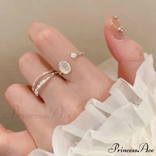 Vintage Moonlight Circle Sliver Adjustable Couple Ring