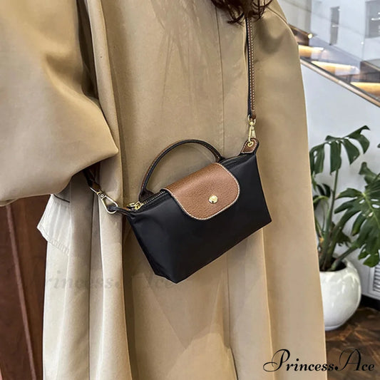 Vintage Nylon Dumpling Shoulder Messenger Handbag Black / Mini(Max Length<20cm) handbag-250126