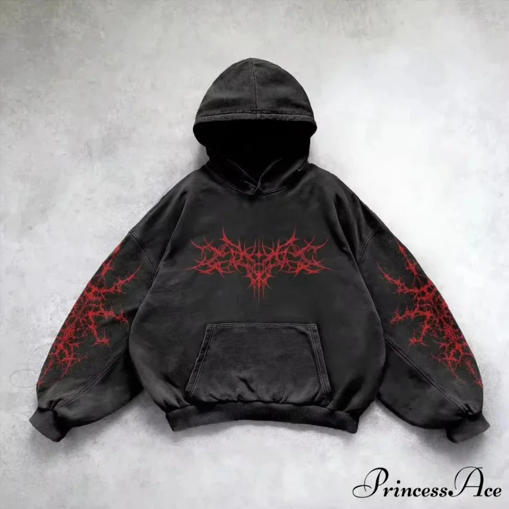 Vintage Patched Letter Zip Hoodie black 3 / M hoodies-241228