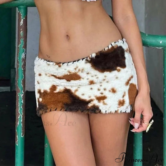 Vintage Patterned Low Waist Skirt skirts-250223