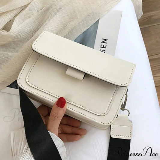 Vintage Square Broad Strap Crossbody White crossbody-250126