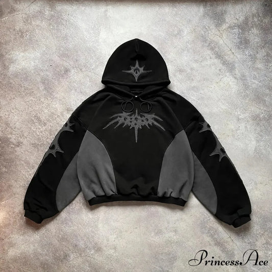 Vintage Stitching Design Large Hoodie black 1 / M hoodies-241228