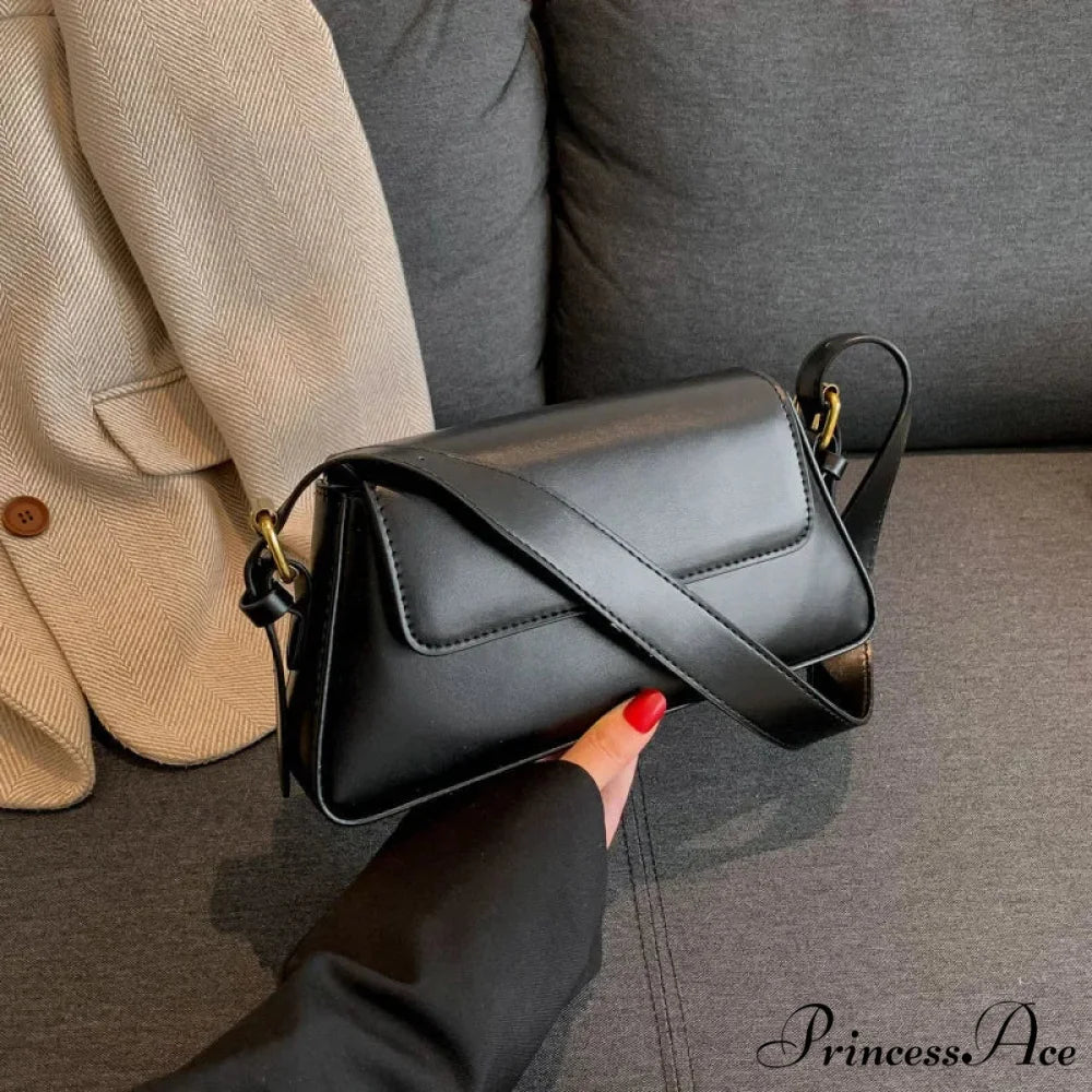 Vintage Strong Faux Leather Winter Shoulder Bag Black shoulder-250126
