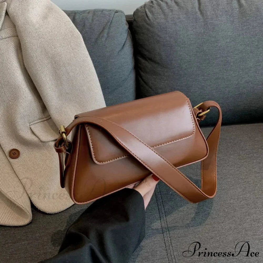 Vintage Strong Faux Leather Winter Shoulder Bag Brown shoulder-250126