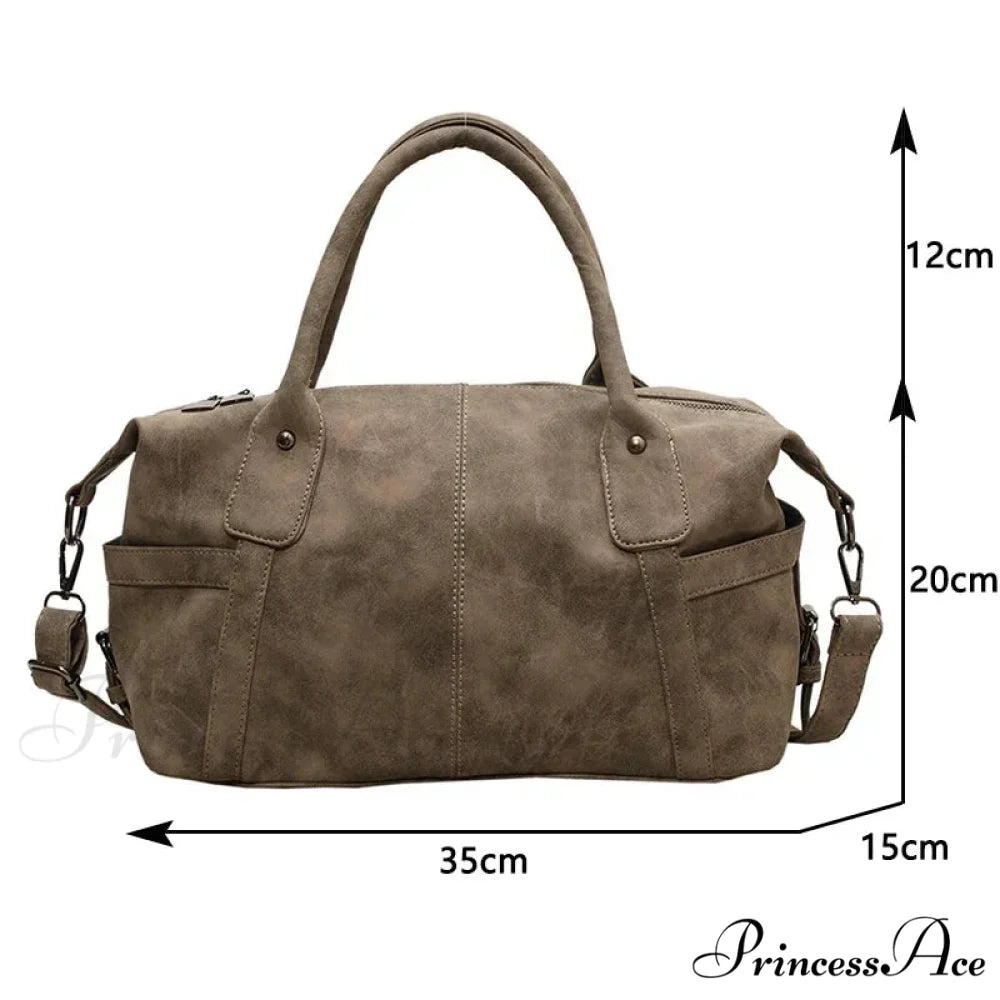 Vintage Synthetic Leather Shoulder Tote Large Capacity Crossbody Purse handbag-250126