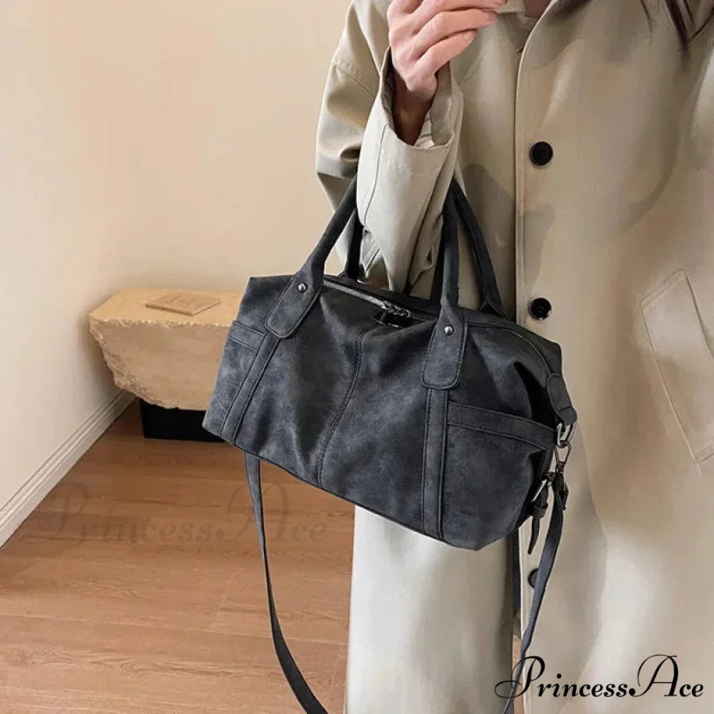 Vintage Synthetic Leather Shoulder Tote Large Capacity Crossbody Purse handbag-250126