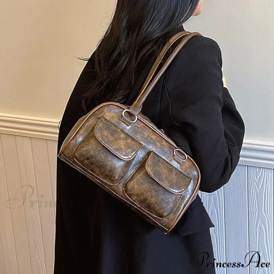 Vintage Twin Pockets Petite Shoulder Bag shoulder-250126