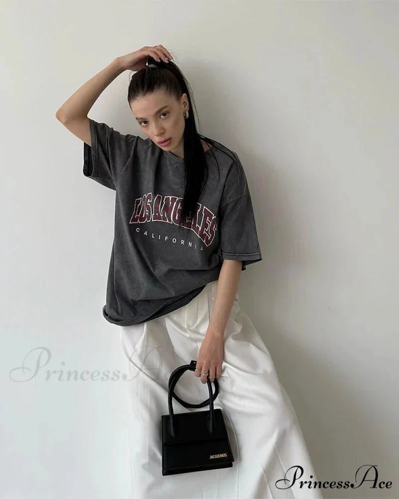 Vintage Washed Pattern High-End Retro T-shirt Black1 / L t-shirt-250223