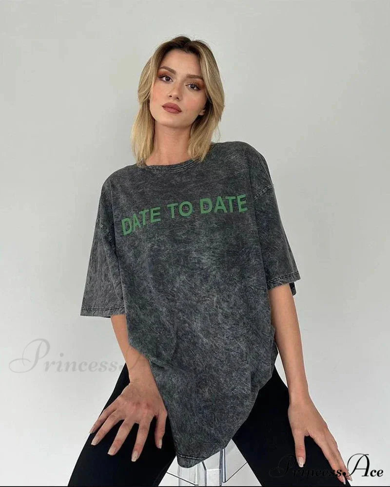 Vintage Washed Pattern High-End Retro T-shirt Black6 / L t-shirt-250223