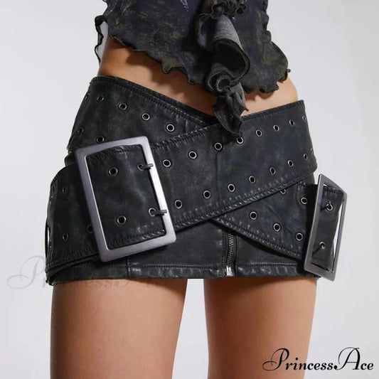 Vintage Zipper High-Waist Skirt Black / S skirts-250223