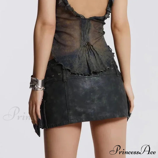 Vintage Zipper High-Waist Skirt skirts-250223