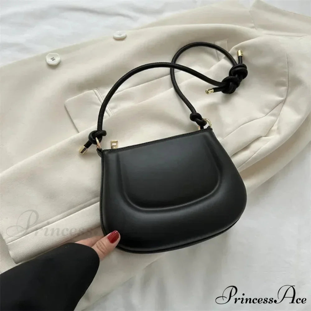 Violet Vintage Faux Leather Crossbody Shoulder Bag Black / 20x6x15cm shoulder-250126