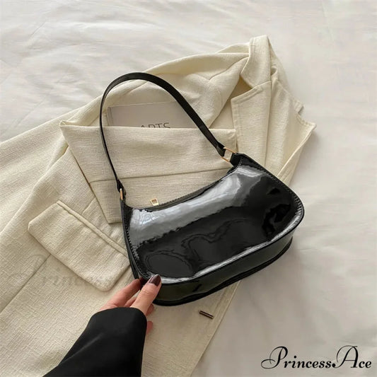 Vivid Color Solid Square Shoulder Bag Black shoulder-250126