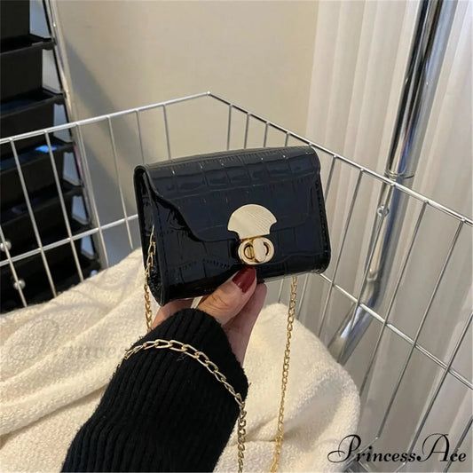 Vivid Leather Small Crossbody Purse Black crossbody-250126