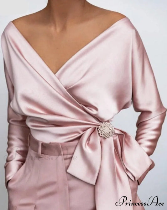 VONDA V-NECK TOP - Plus Size Rose Gold / S