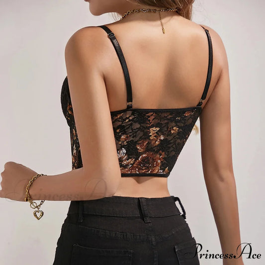 Warm Bodice Blossom Lace Backbone Seductive Crop Top croptop-250126