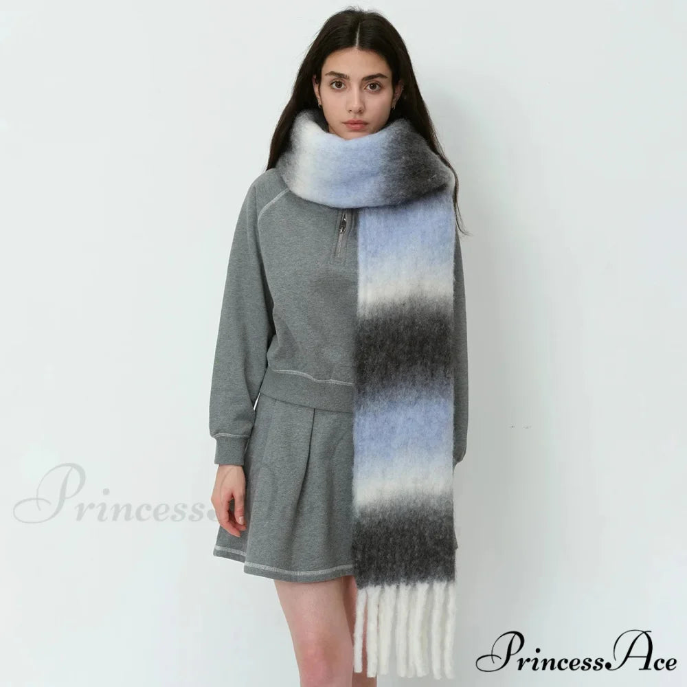 Warm Gradient Color Wool Winter Scarf