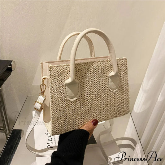 Warm New Blossom Woven Crossbody Purse Beige / 20.5x7.5x14.5xm handbag-250126