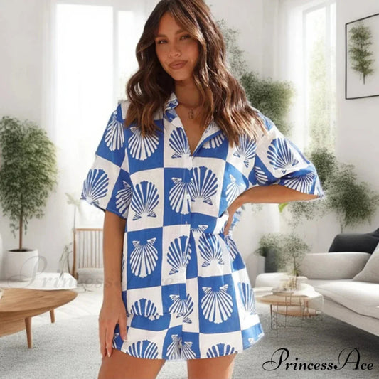 Warm Seaside Vacation Two-piece Informal Shirt blouse-250126