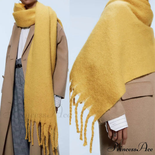 Warm Thick Cozy Elegant Stylish Chunky Soft Trendy Scarf Watermelon Red / 175cm以上