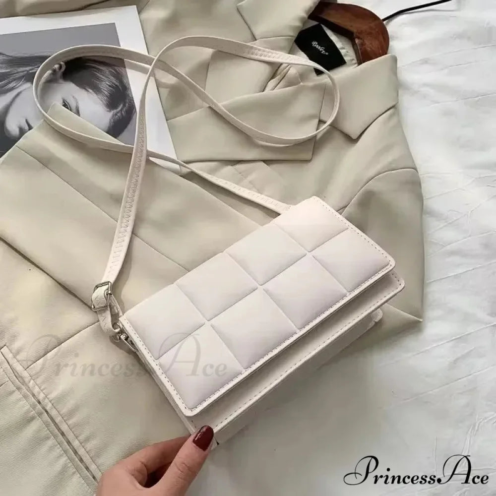 Water-resistant Synthetic Leather Spacious Shoulder Crossbody Bag Beige shoulder-250126