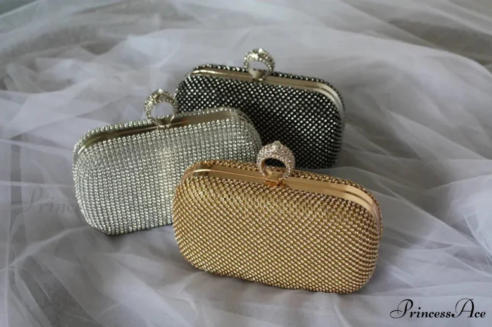 Wedding Sparkling Golden Evening Clutch Wristlet wristlet-250126