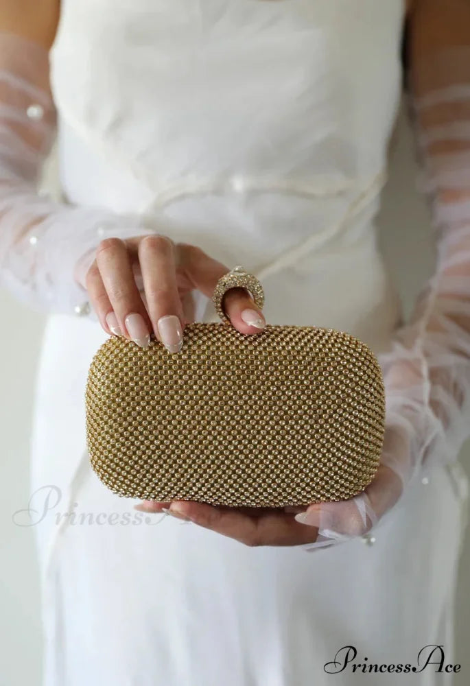 Wedding Sparkling Golden Evening Clutch Wristlet wristlet-250126