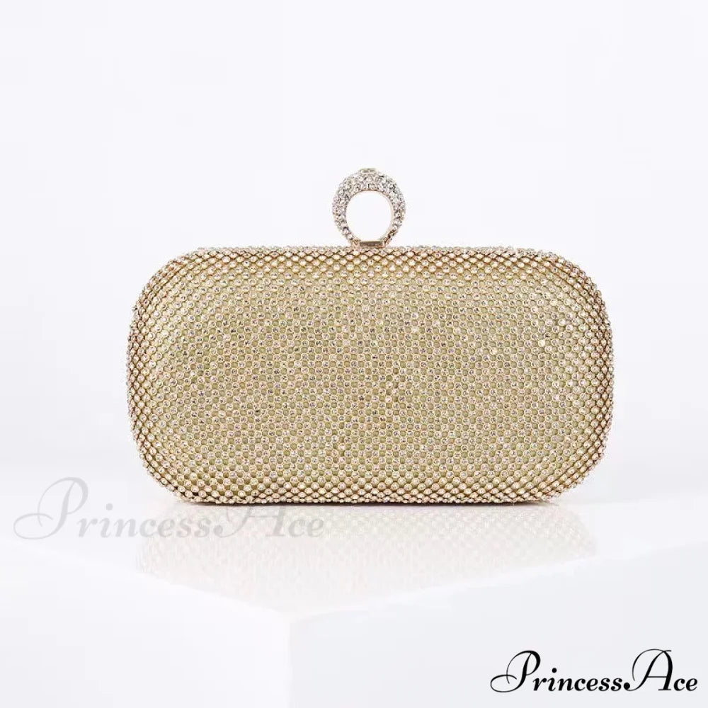 Wedding Sparkling Golden Evening Clutch Wristlet M / Gold wristlet-250126