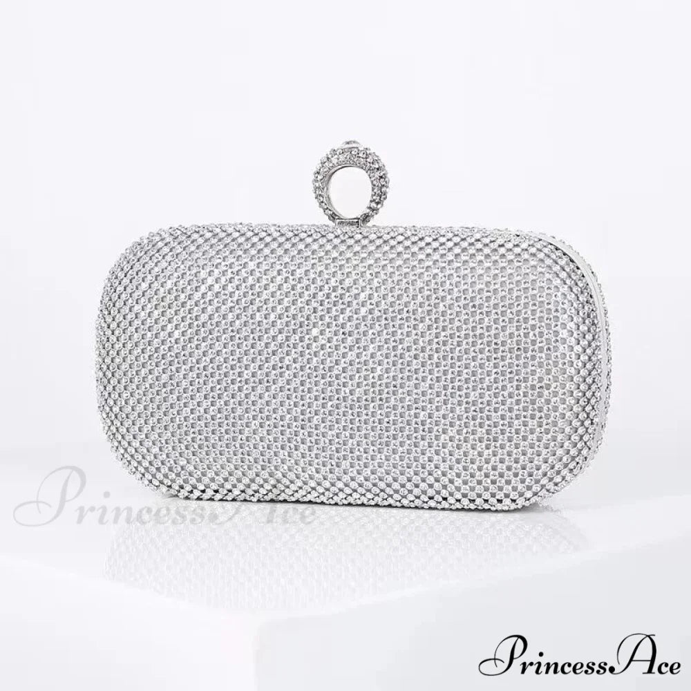 Wedding Sparkling Golden Evening Clutch Wristlet M / Silver wristlet-250126