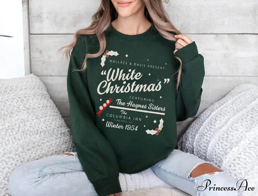 White Christmas Wallace Davis Retro Nostalgic Farm Girl Christmas Hoodie Green / S Christmas Hoodies-L