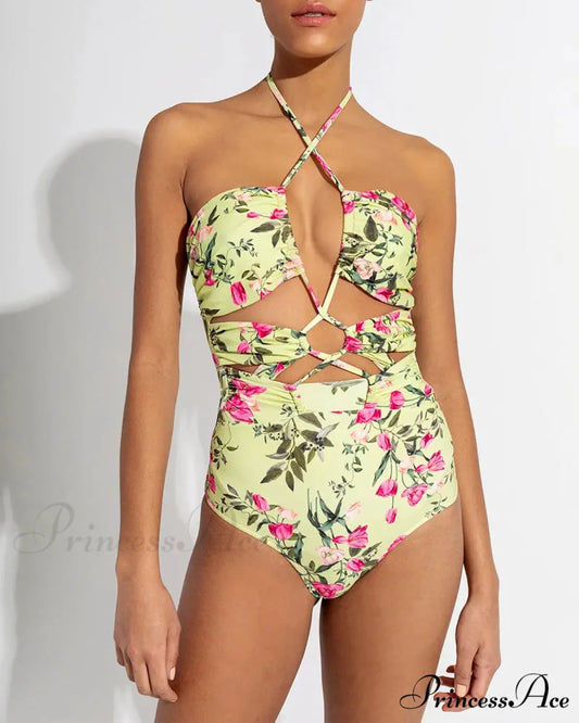 White Cut-out Sophisticated Body Hugging One Piece GREEN / S onepiece-250223