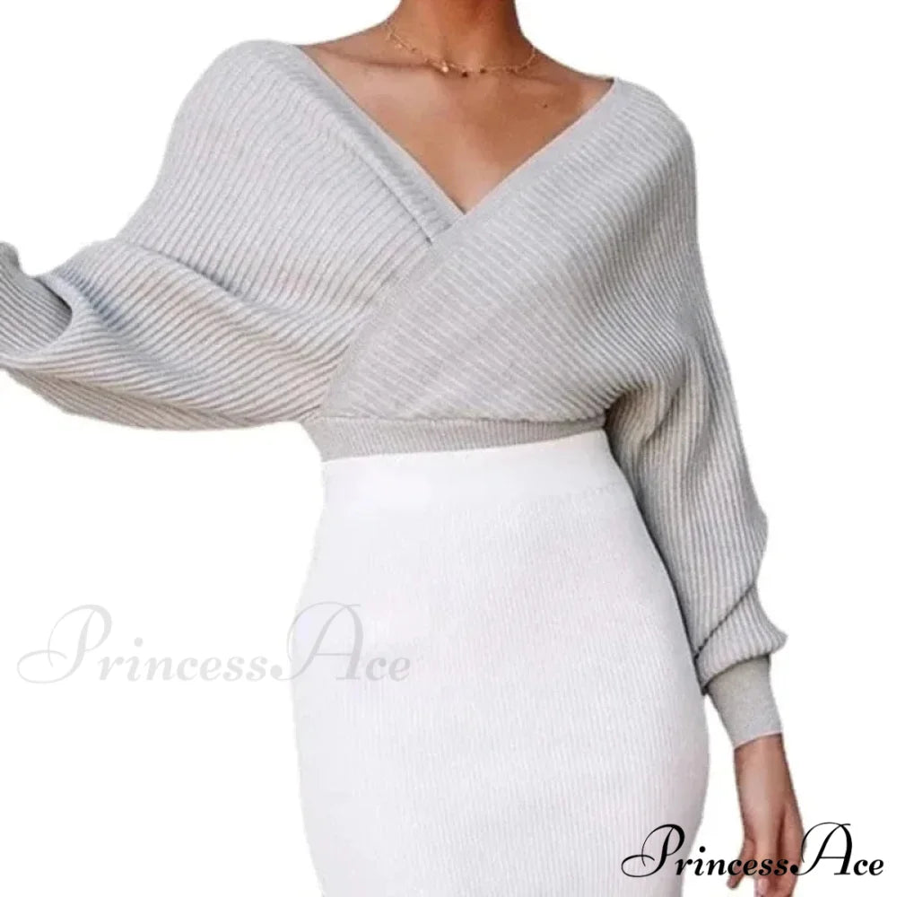 White Deep-neck Striped Jumper swraters-241228