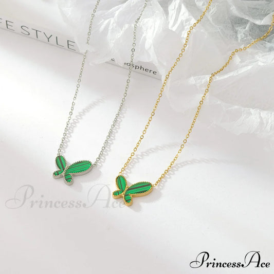 White Green Mini Butterfly Pendant Necklaces