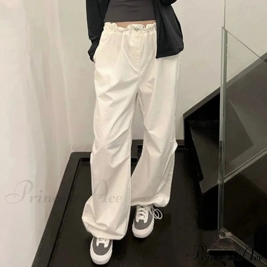 White Informal Stretchy Trousers White / S pants-241228