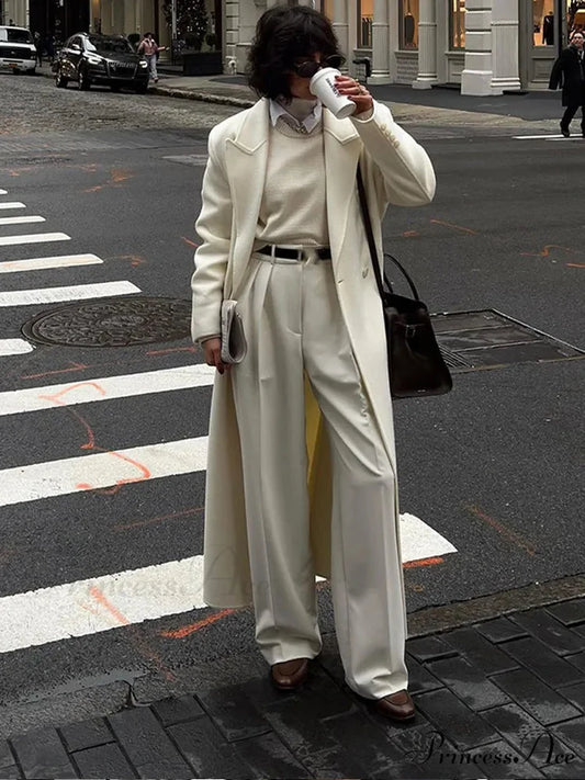 White Lowered Collar Cozy Coat White / S coats-241228