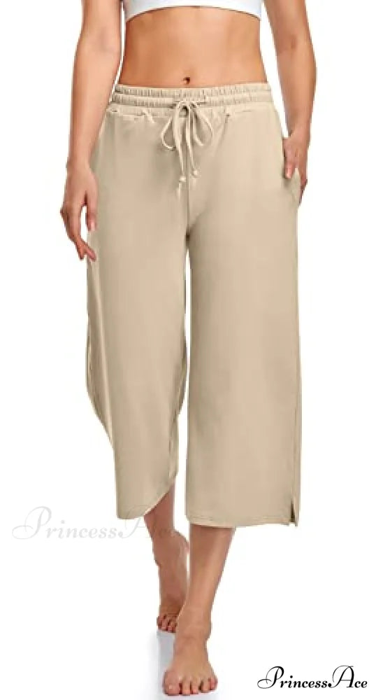 Wide Leg Drawstring Loose Lounge Pajama Capris Sweatpants